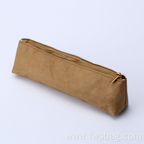 Waterproof Mildewproof New Eco Kraft Paper Kids School Pencil Bag with ziplock 5 Colors Option